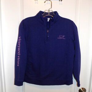 VINEYARD VINES 1/4 Zip Sweatshirt Womens Small Blue Whale Logo Pullover Shep